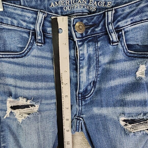 Womens American Eagle Outfitters Super Stretch Distressed Jegging Jeans Size 2 - Picture 8 of 11
